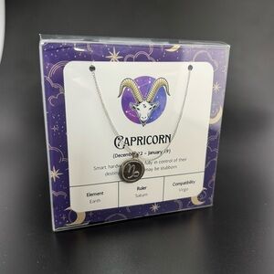 Capricorn Zodiac Medallion Necklace .925 Sterling Silver